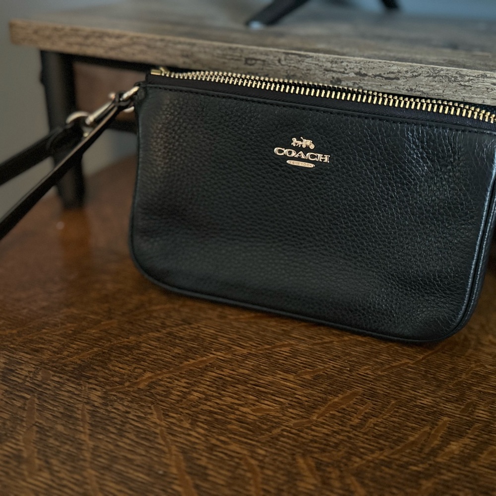 Coach Black Leather Wristlet
